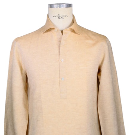 The Best Quality Polo Shirt Of Haute Couture For Man's Polo Shirt Hand Made In Beige Chambray For Tasteful Man