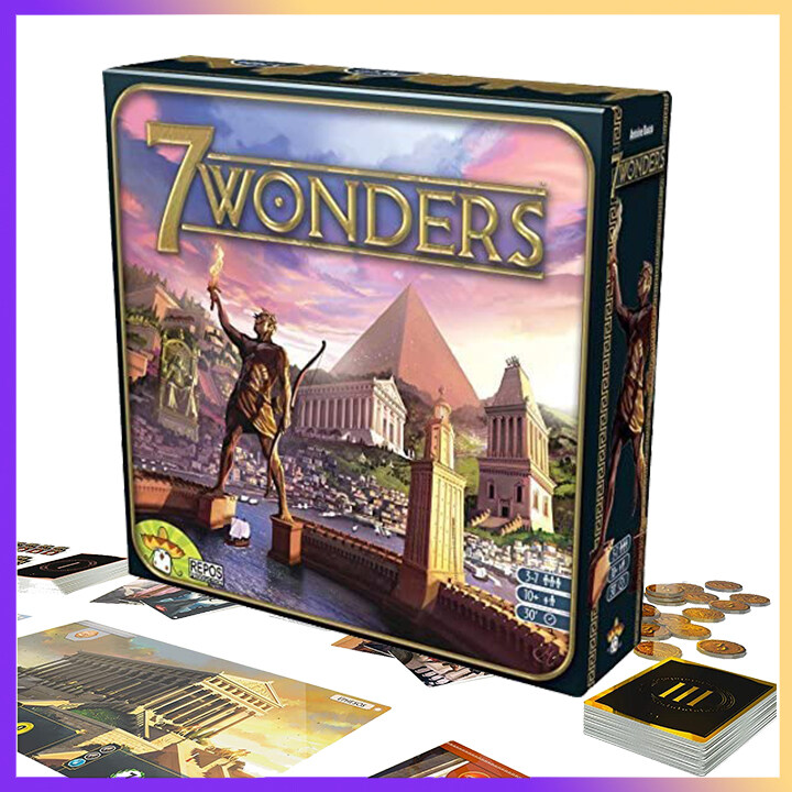 7 Wonders Strategy War Board Game | 3-7 Players | Fun Civilization Family Board Games | Wonder Party Gift for Teen & Adult